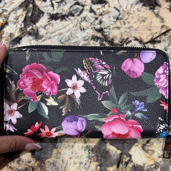 Victoria's Secret Handbags - Victoria's Secret Floral Black Wallet